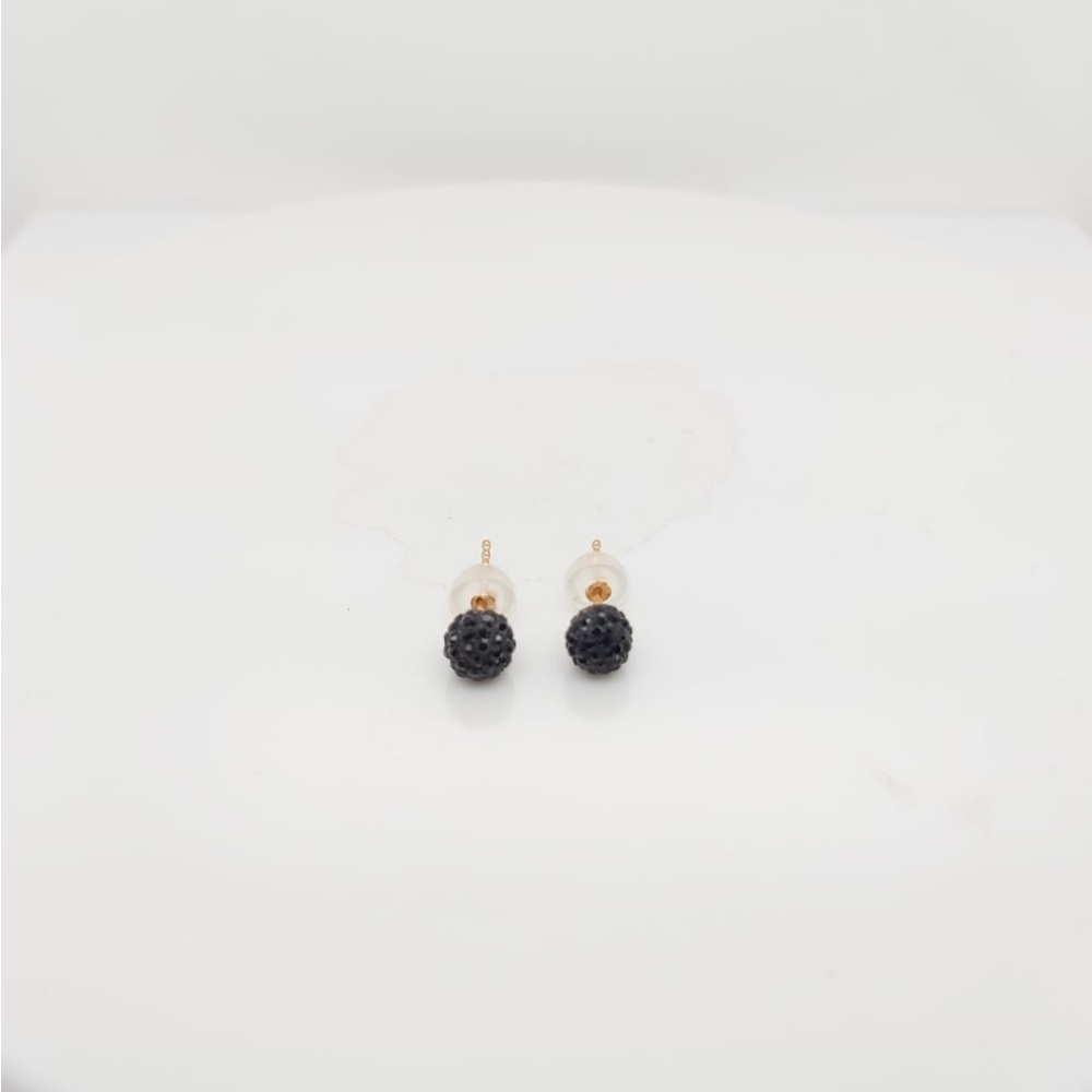 14k Yellow Gold Black Shambala Earrings Studs 5.5mm